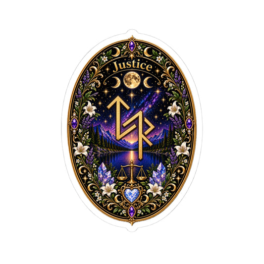 Justice Rune Sticker — Mystical Astrology Kiss-Cut Decal