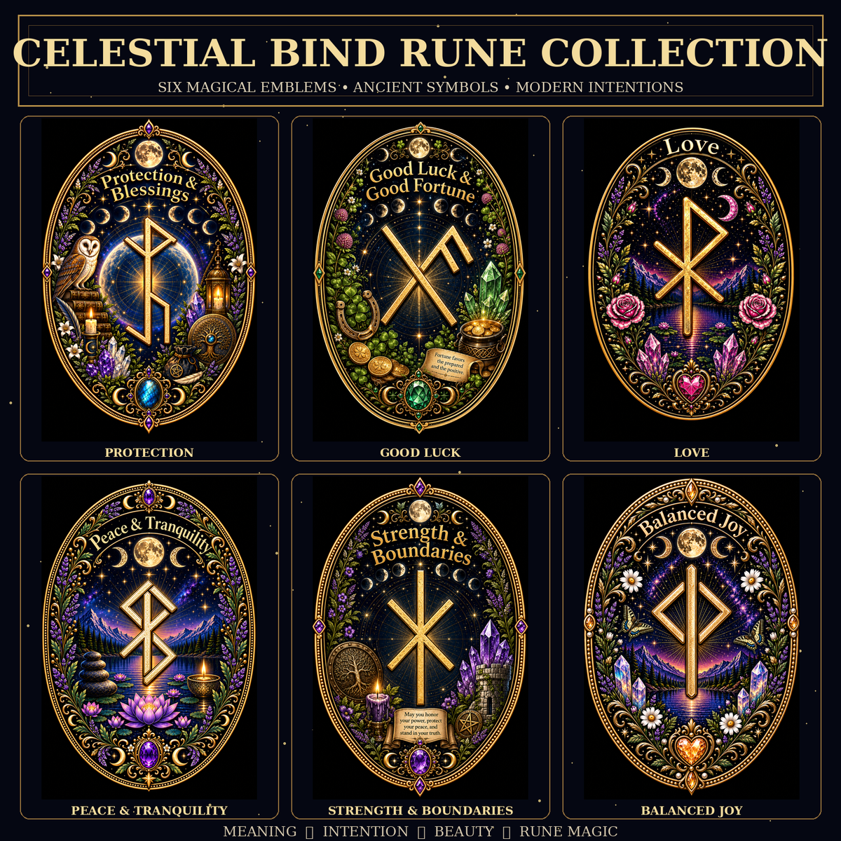 Elder Futhark rune stickers with Viking and Norse symbols