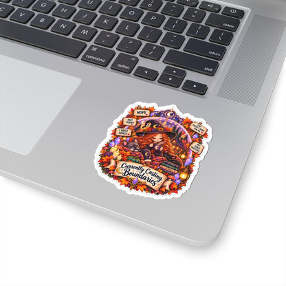 "Currently Casting Boundaries" Sticker — Witchy Fall Kiss-Cut Sticker ("Currently Casting Boundaries")
