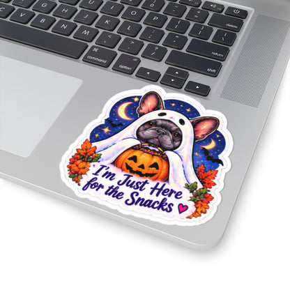 I'm Just Here for the Snacks Halloween French Bulldog Kiss-Cut Sticker