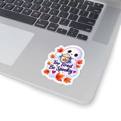 Too Tired to Be Spooky Ghost Sticker