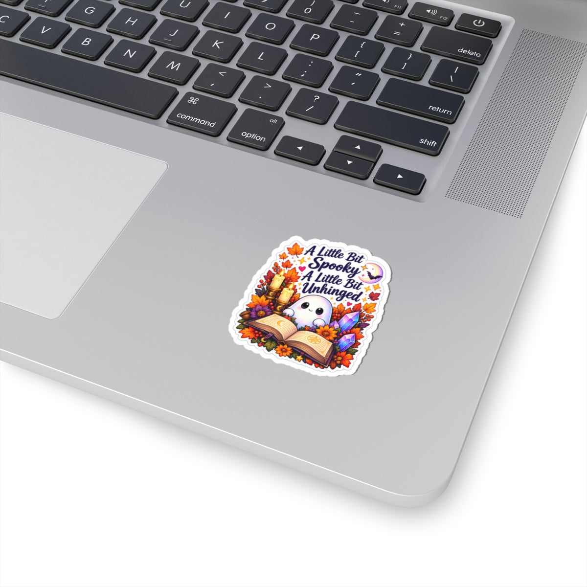 A Little Bit Spooky, A Little Bit Unhinged Halloween Ghost Sticker Fall Witchy Laptop Decal