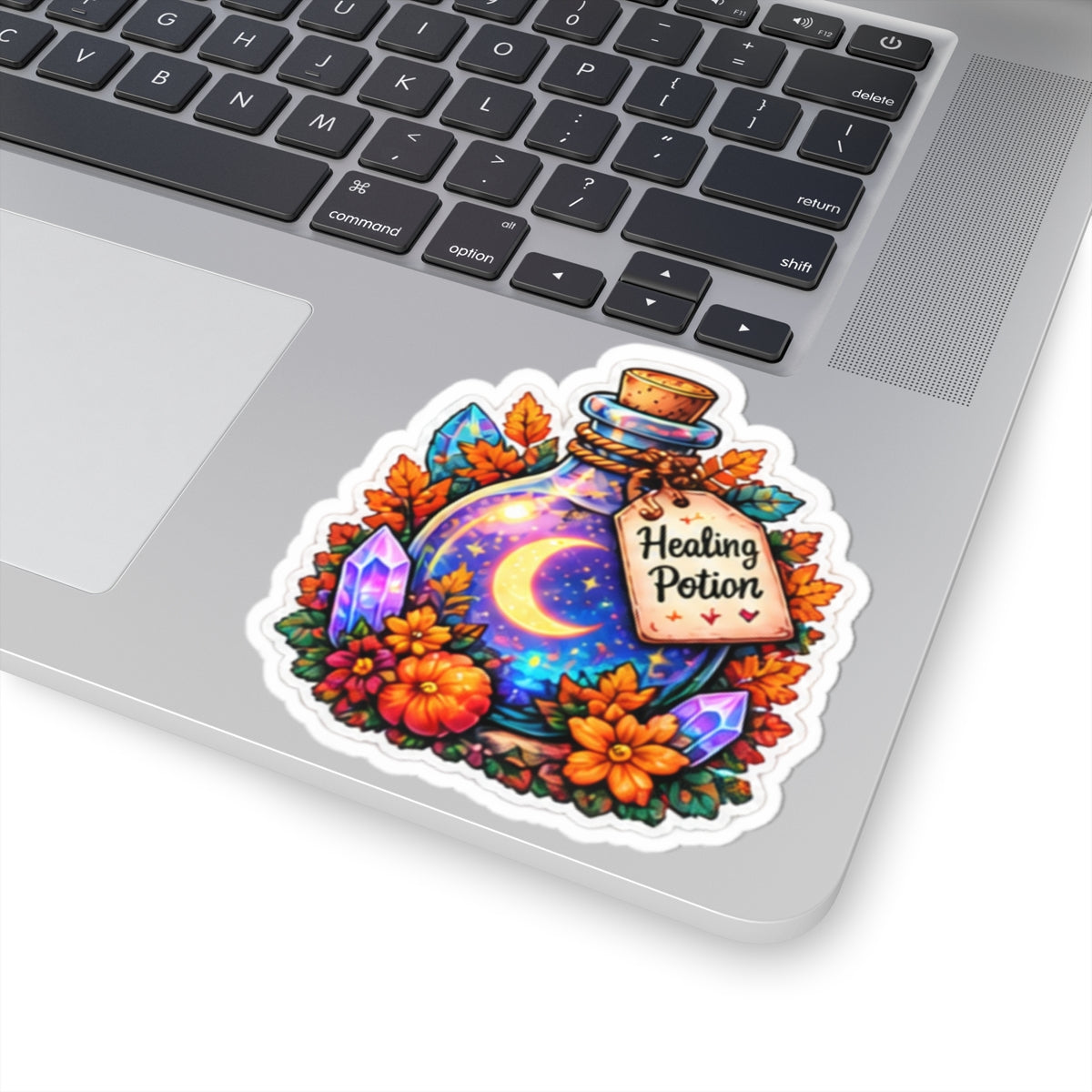 Healing Potion Magical Moon & Crystals Floral Sticker