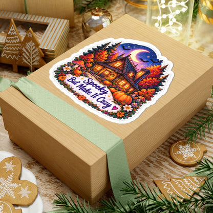 Spooky But Make It Cozy Autumn Cottage Halloween Sticker
