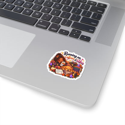 Running on Caffeine & Vibes Sticker — Fall Cozy Planner Laptop Decal