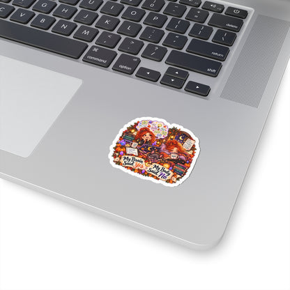 "My Brain Said Yes, My Body Said No" Autumn Cozy Mental Health Sticker