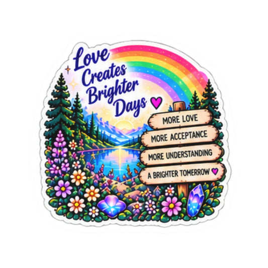 Love Creates Brighter Days Rainbow Nature Sticker (More Love • More Acceptance • More Understanding)