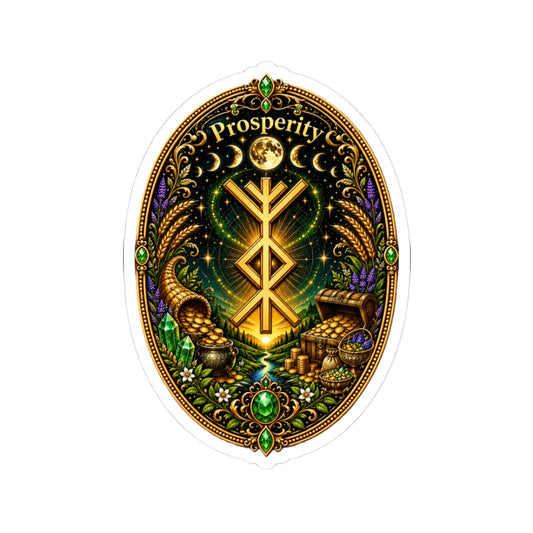Prosperity Rune Sticker — Ornate Wealth & Abundance Kiss-Cut Sticker