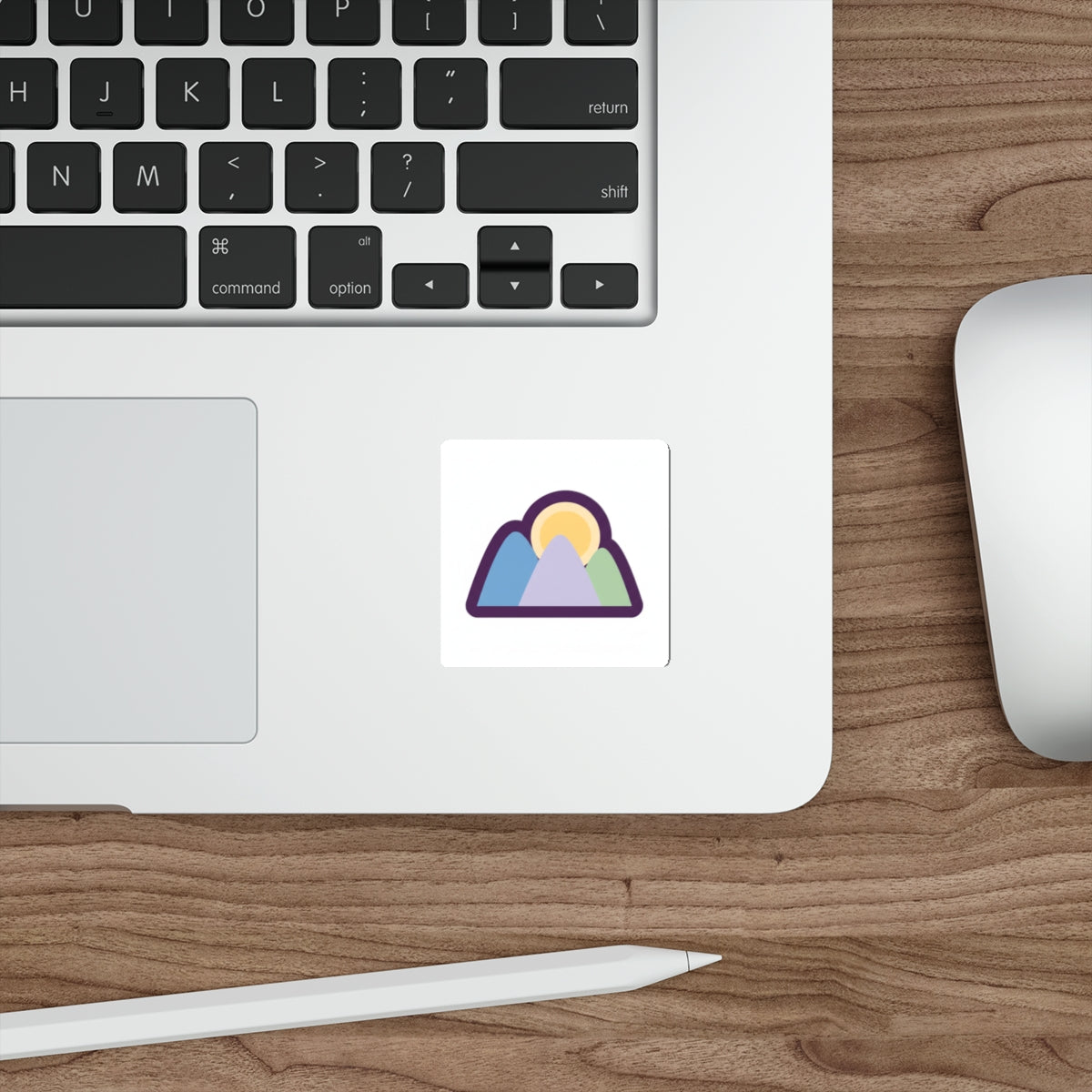 Sunrise Mountains Die-Cut Sticker — Pastel Mountain Adventure Decal