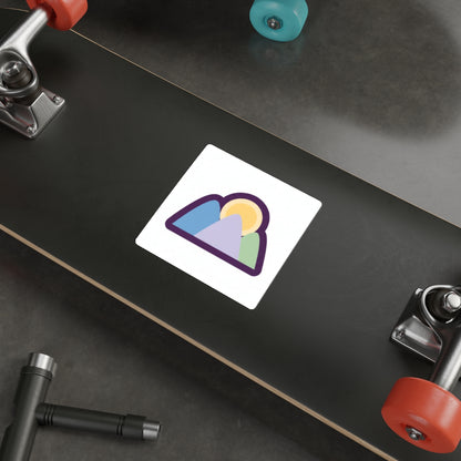 Sunrise Mountains Die-Cut Sticker — Pastel Mountain Adventure Decal