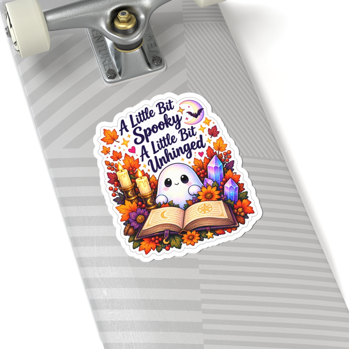 A Little Bit Spooky, A Little Bit Unhinged Halloween Ghost Sticker Fall Witchy Laptop Decal