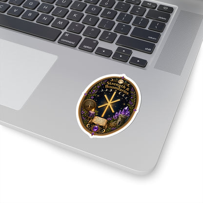 Strength & Boundaries Rune Sticker — Protective Rune, Crystals & Witchy Aesthetic Kiss-Cut Sticker