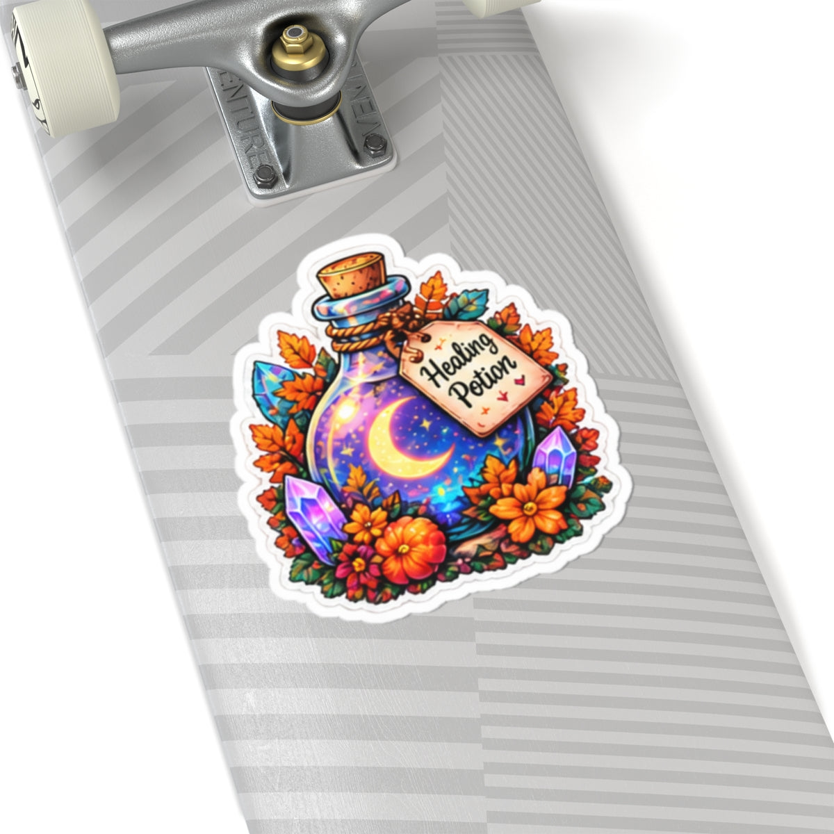 Healing Potion Magical Moon & Crystals Floral Sticker