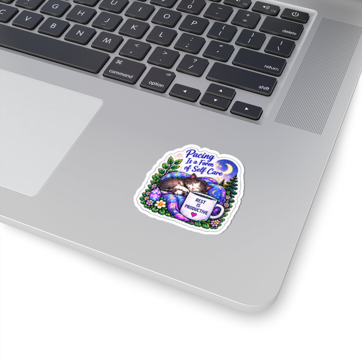 Pacing Is a Form of Self Care Kiss-Cut Vinyl Sticker (Rest Is Productive) Self Care Cat Sticker