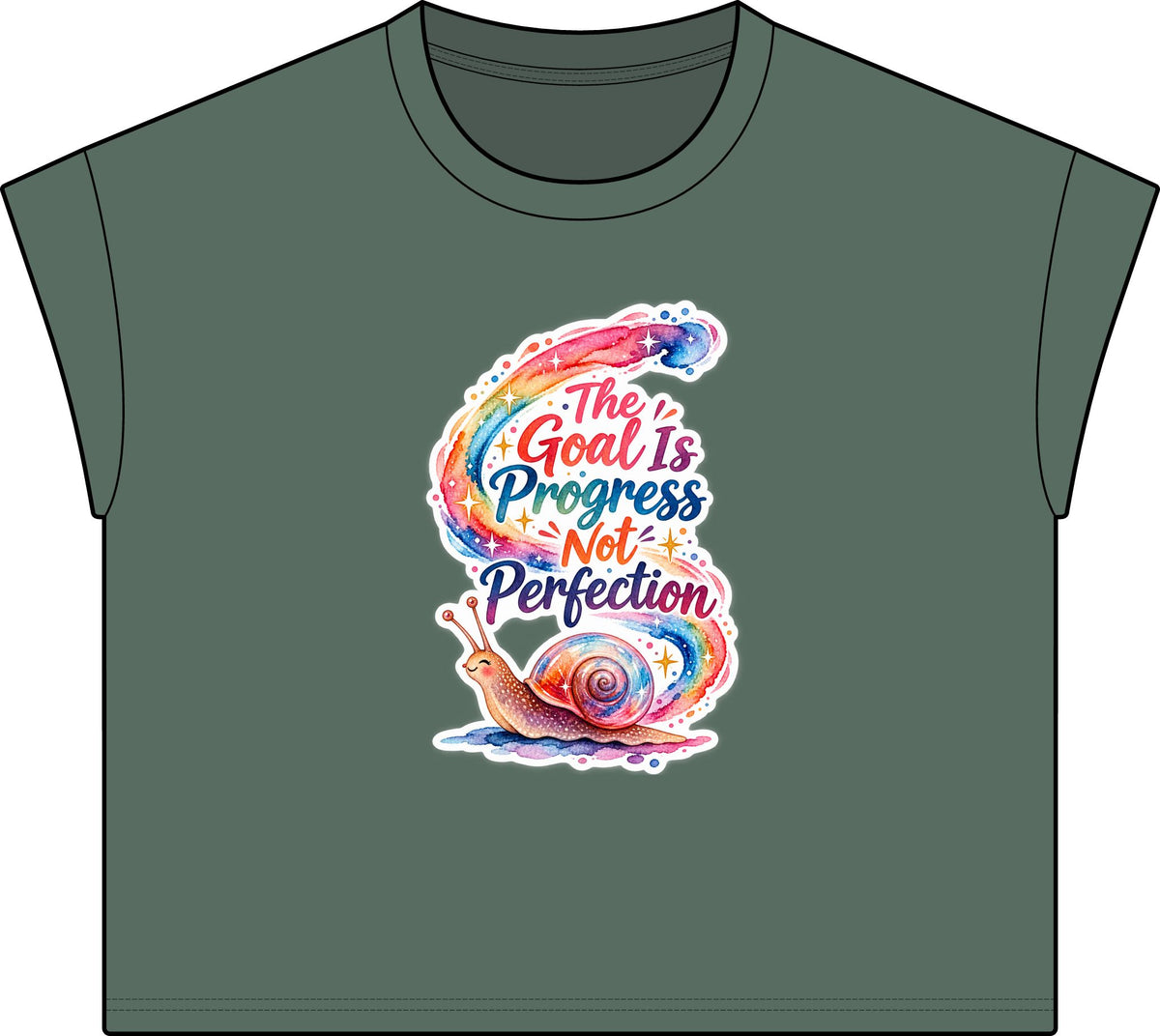 Motivational Tee — “The Goal Is Progress Not Perfection” Vintage Snail Graphic