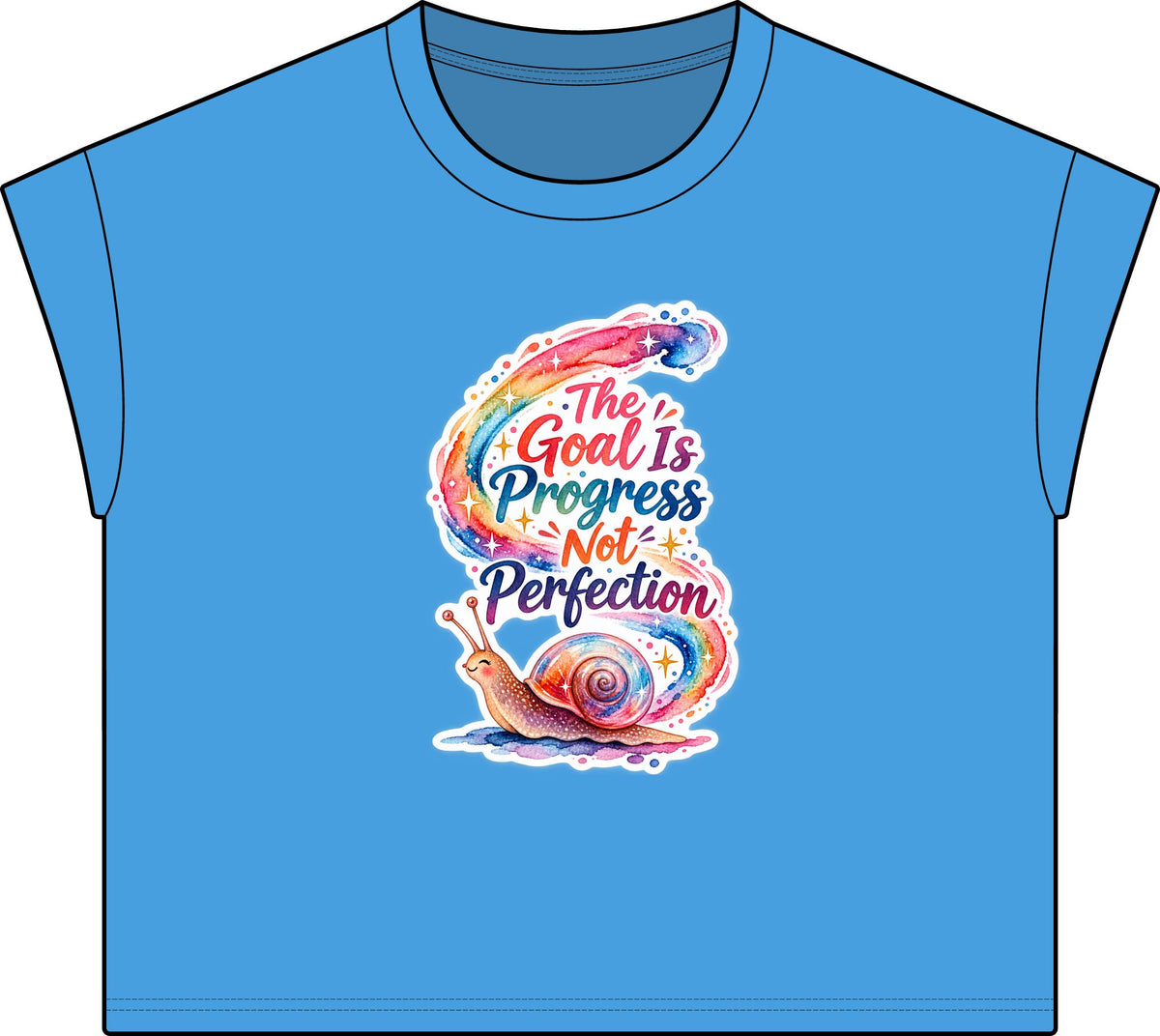 Motivational Tee — “The Goal Is Progress Not Perfection” Vintage Snail Graphic