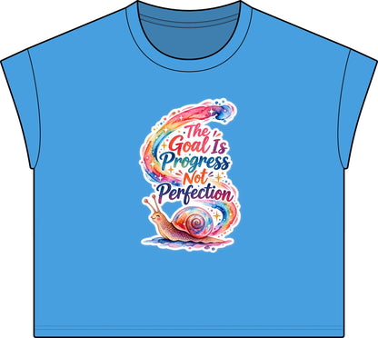 Motivational Tee — “The Goal Is Progress Not Perfection” Vintage Snail Graphic