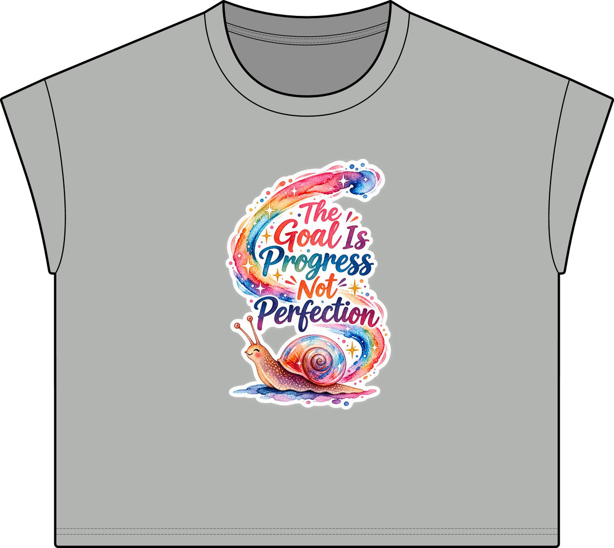 Motivational Tee — “The Goal Is Progress Not Perfection” Vintage Snail Graphic