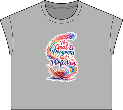 Motivational Tee — “The Goal Is Progress Not Perfection” Vintage Snail Graphic