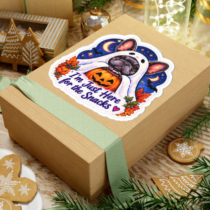 I'm Just Here for the Snacks Halloween French Bulldog Kiss-Cut Sticker
