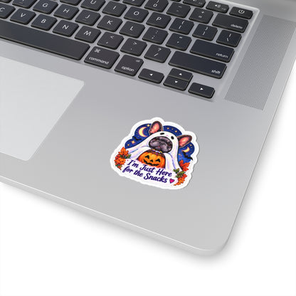I'm Just Here for the Snacks Halloween French Bulldog Kiss-Cut Sticker