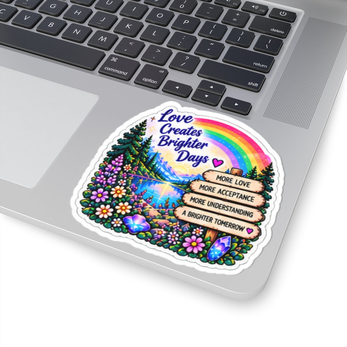 Love Creates Brighter Days Rainbow Nature Sticker (More Love • More Acceptance • More Understanding)