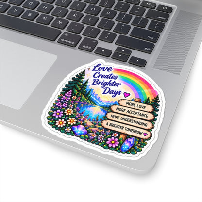 Love Creates Brighter Days Rainbow Nature Sticker (More Love • More Acceptance • More Understanding)