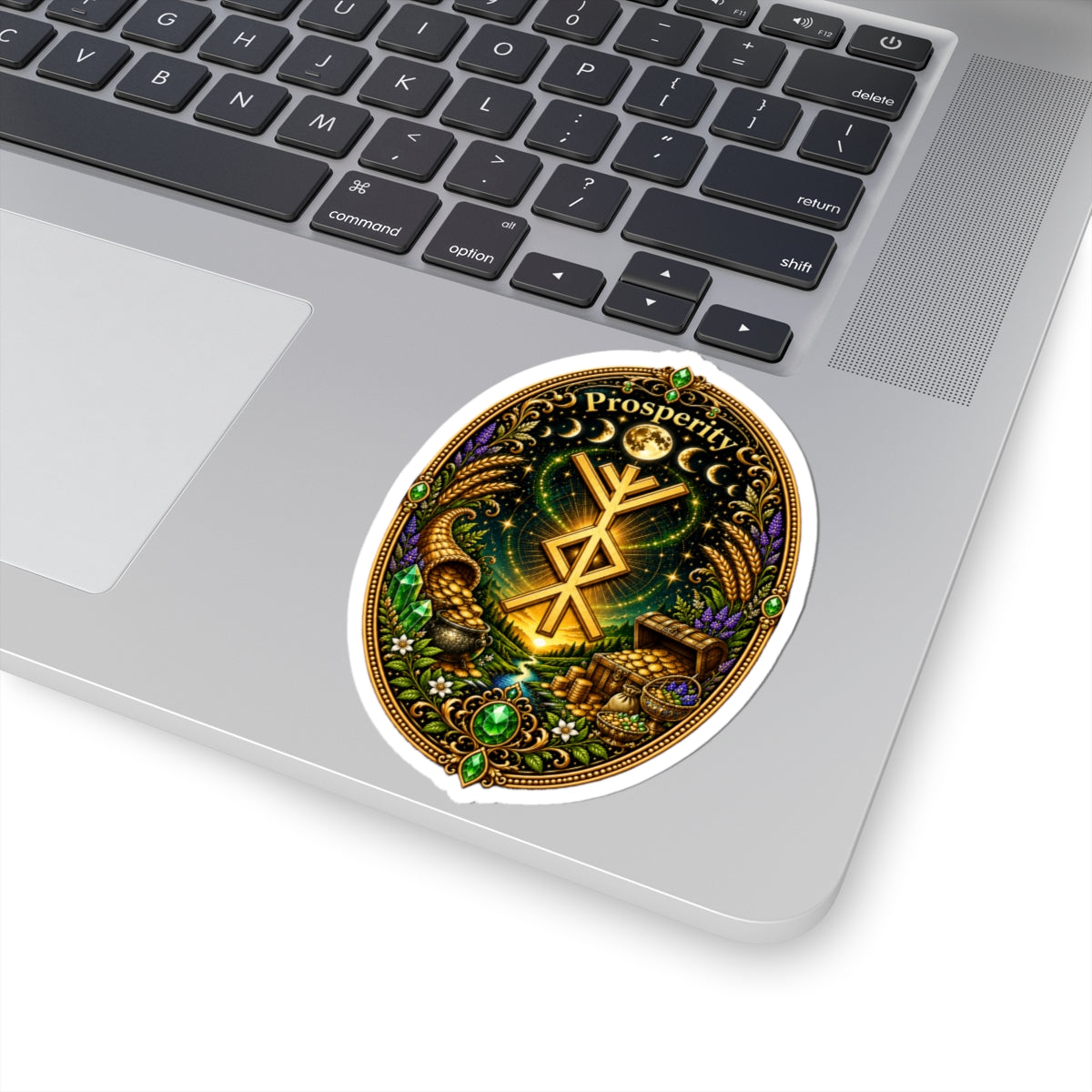 Prosperity Rune Sticker — Ornate Wealth & Abundance Kiss-Cut Sticker