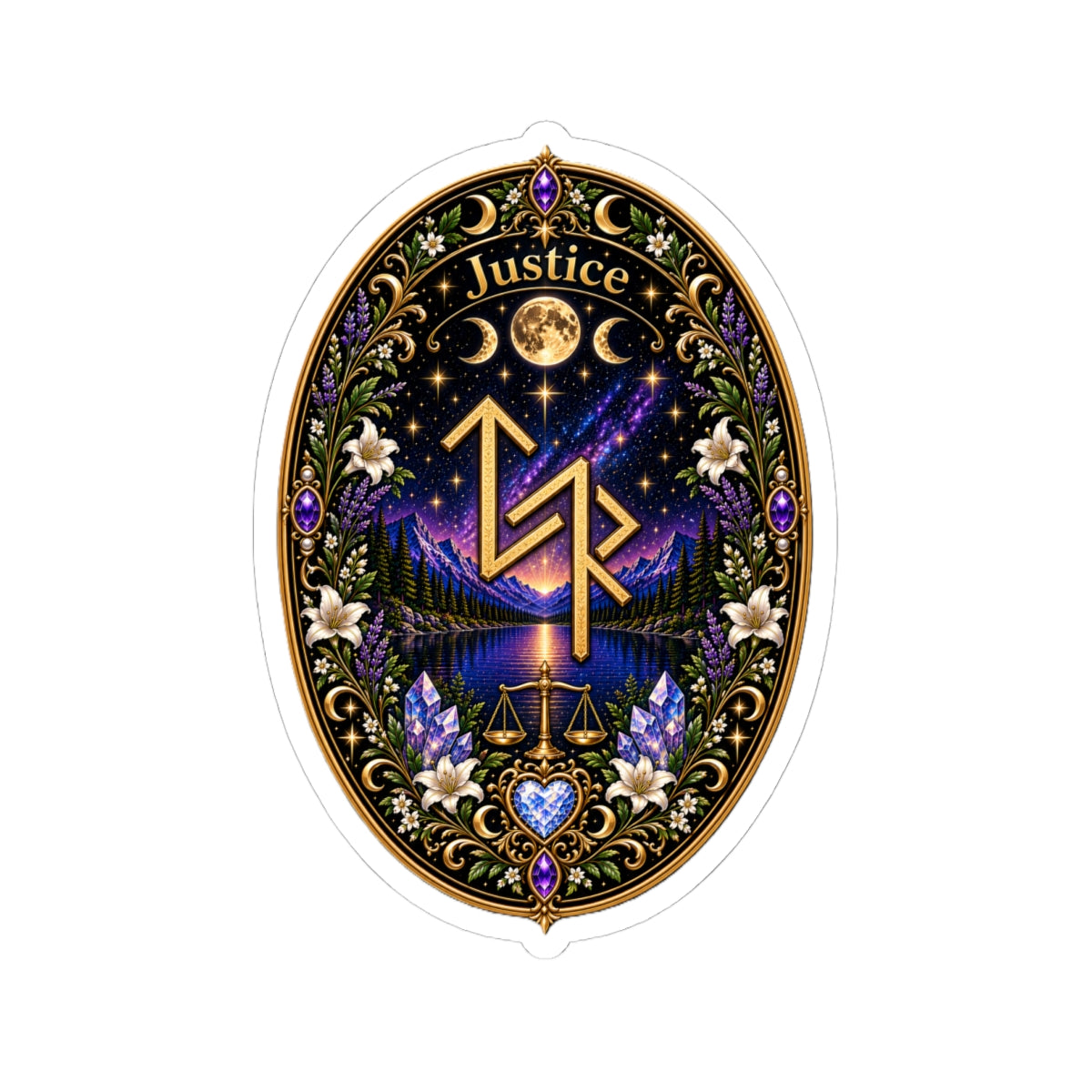 Justice Rune Sticker — Mystical Astrology Kiss-Cut Decal