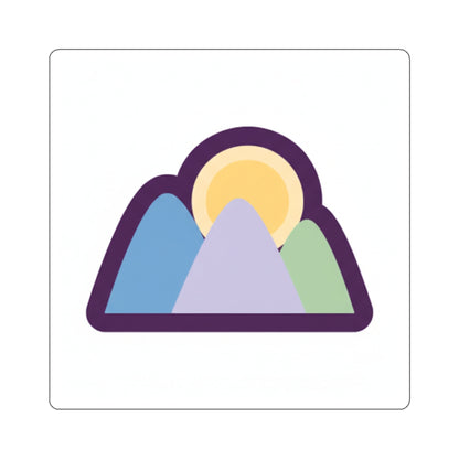 Sunrise Mountains Die-Cut Sticker — Pastel Mountain Adventure Decal