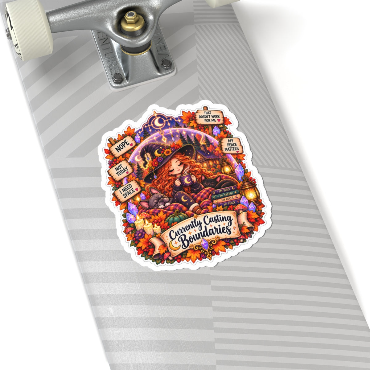 "Currently Casting Boundaries" Sticker — Witchy Fall Kiss-Cut Sticker ("Currently Casting Boundaries")