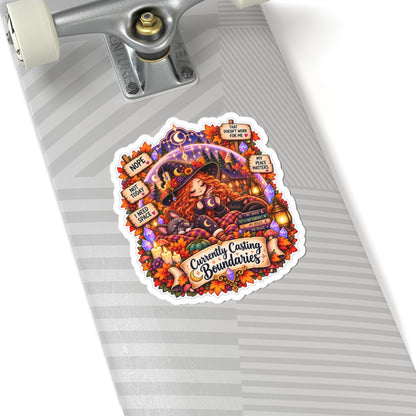 "Currently Casting Boundaries" Sticker — Witchy Fall Kiss-Cut Sticker ("Currently Casting Boundaries")