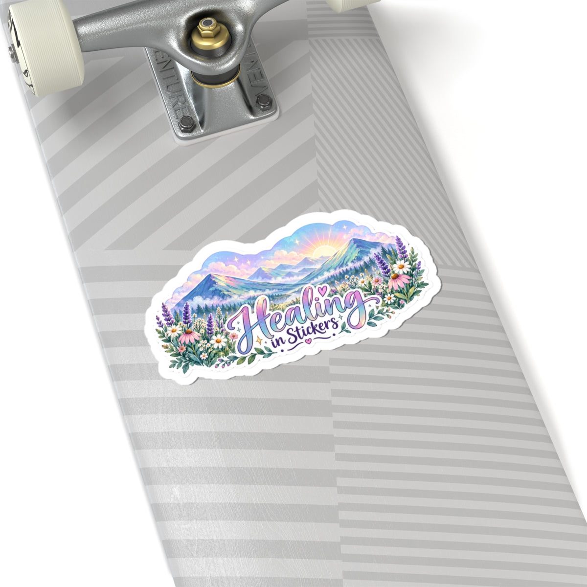 Healing in Stickers Vinyl Sticker — Pastel Mountain Floral Laptop Decal