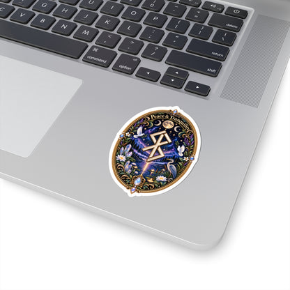 Peace & Tranquility Rune Sticker with Birds — Mystic Nature Kiss-Cut Sticker