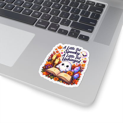 A Little Bit Spooky, A Little Bit Unhinged Halloween Ghost Sticker Fall Witchy Laptop Decal