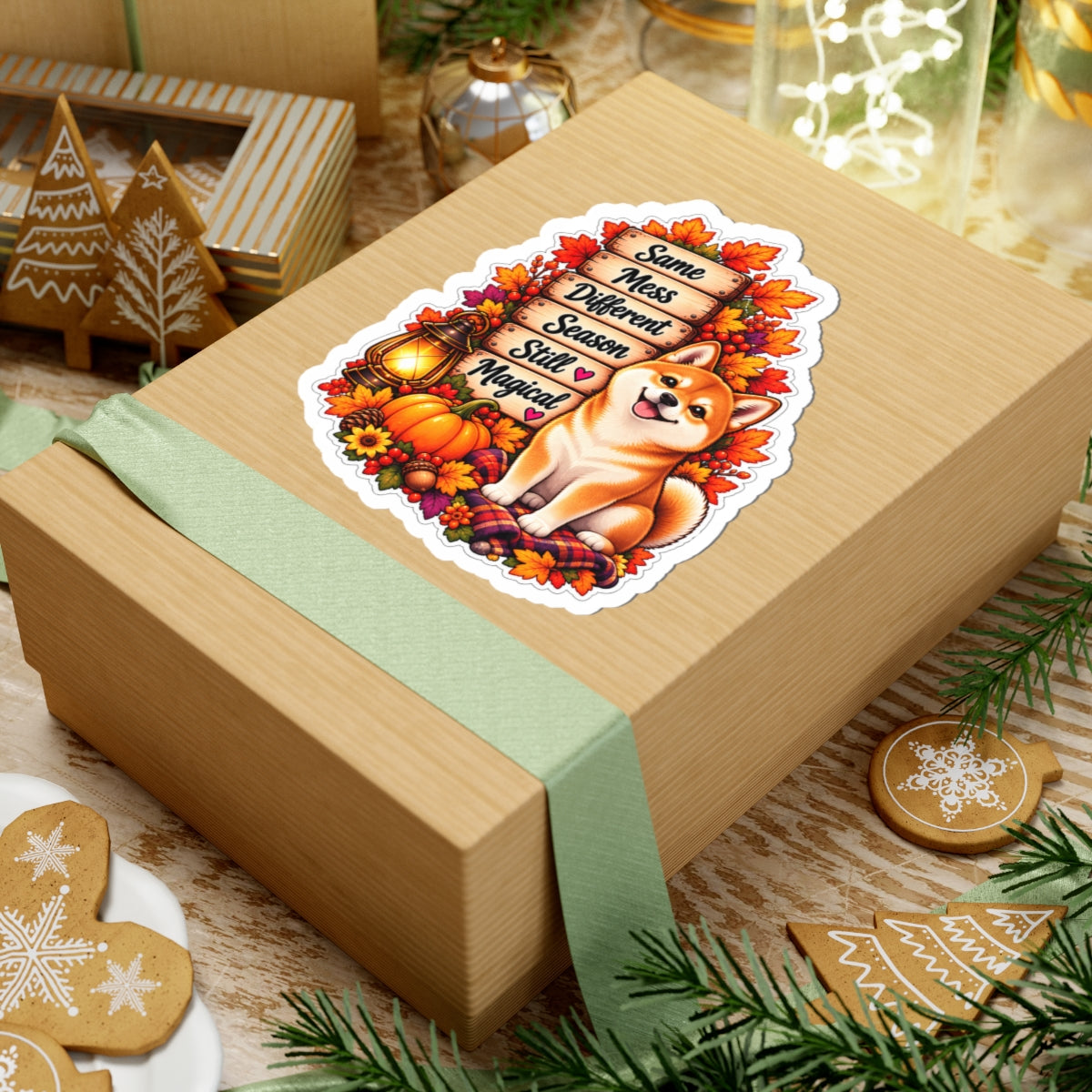 Same Mess Different Season Still Magical Fall Shiba Inu Sticker