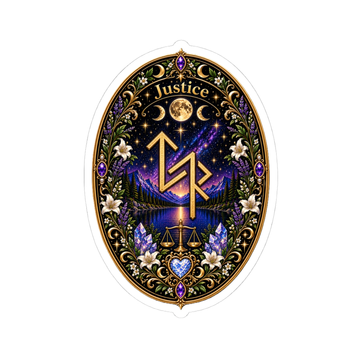 Justice Rune Sticker — Mystical Astrology Kiss-Cut Decal
