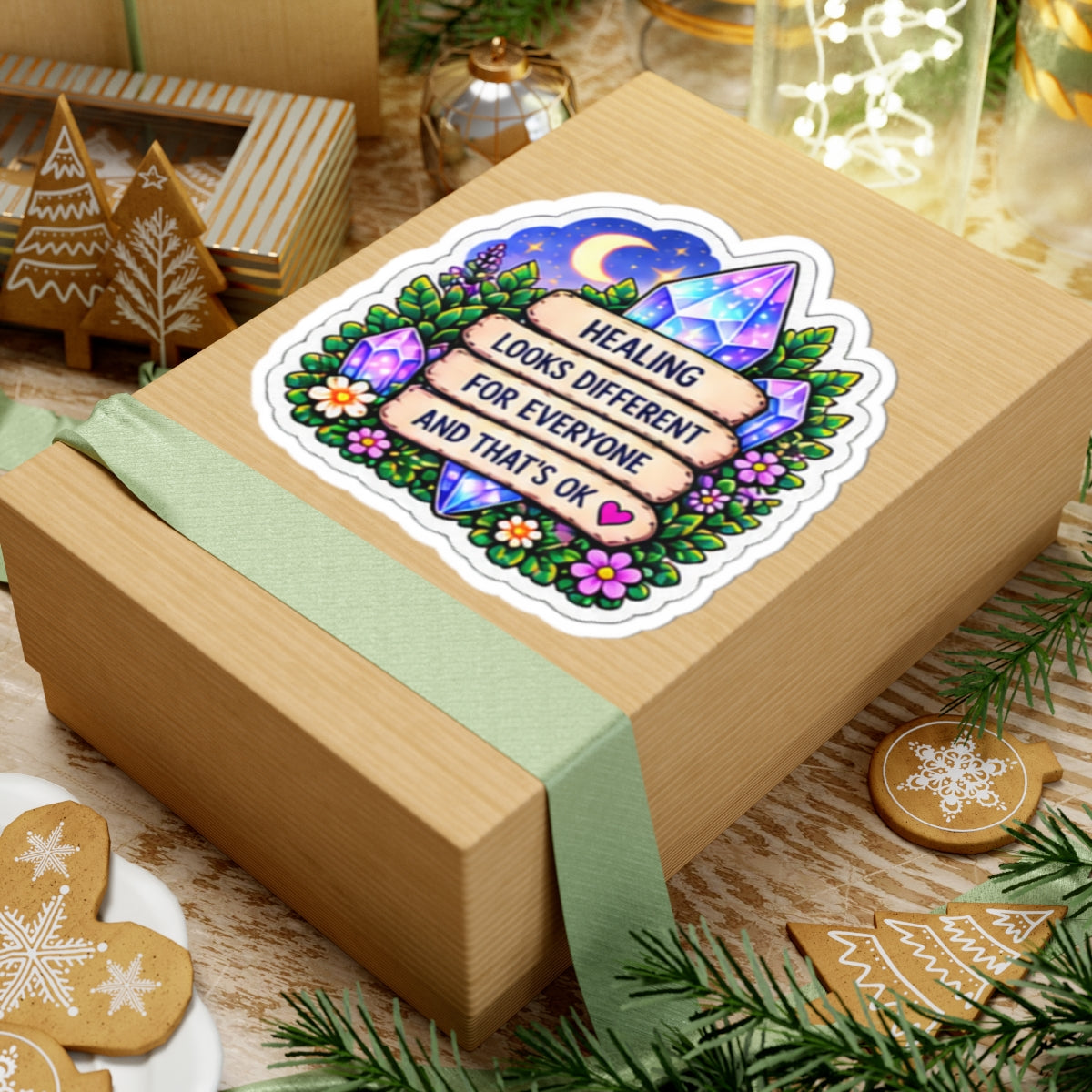 Healing Looks Different For Everyone Crystal & Floral Kiss-Cut Sticker