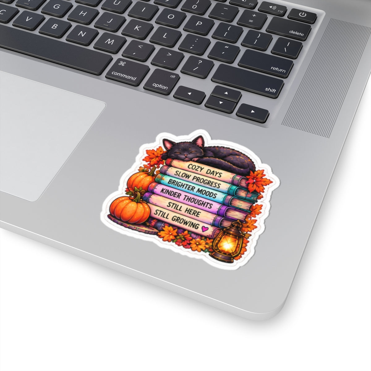 Cozy Days, Slow Progress, Still Growing Autumn Bookstack Sticker