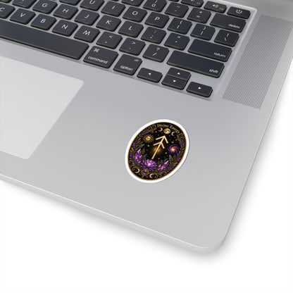 Divine Energy Rune Sticker — Spiritual Crystal & Lotus Kiss-Cut Decal