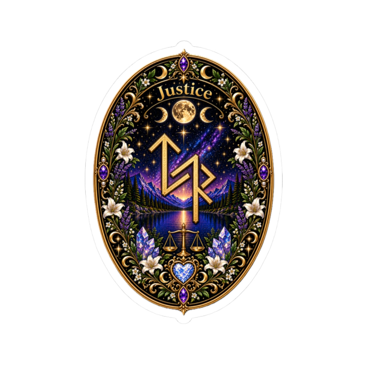 Justice Rune Sticker — Mystical Astrology Kiss-Cut Decal