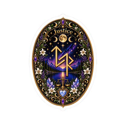 Justice Rune Sticker — Mystical Astrology Kiss-Cut Decal