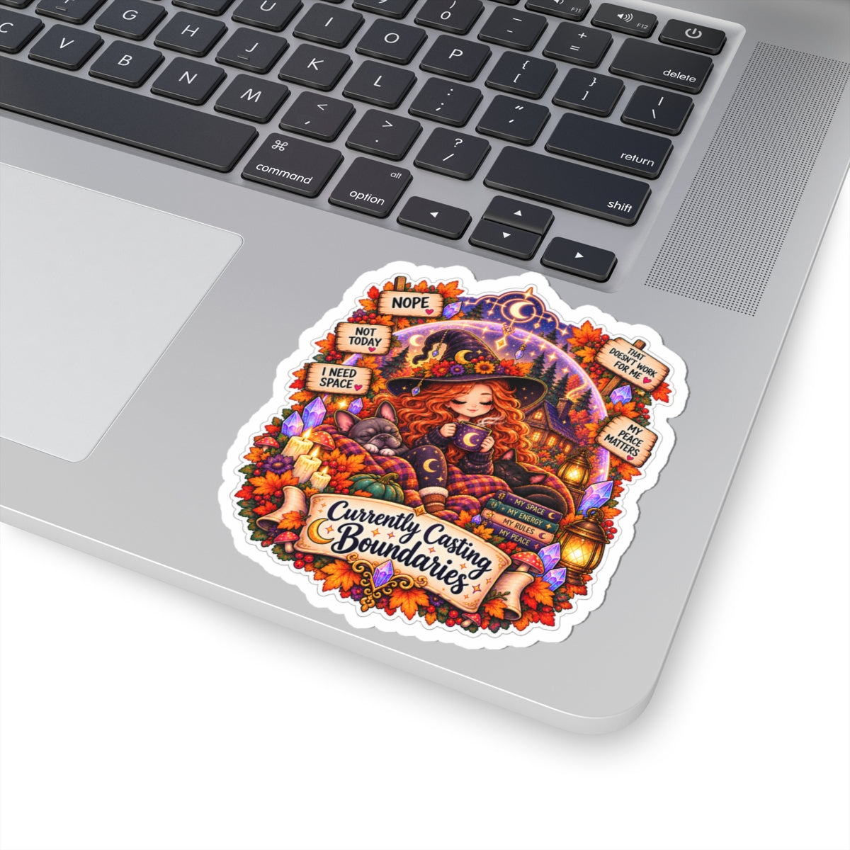 "Currently Casting Boundaries" Sticker — Witchy Fall Kiss-Cut Sticker ("Currently Casting Boundaries")