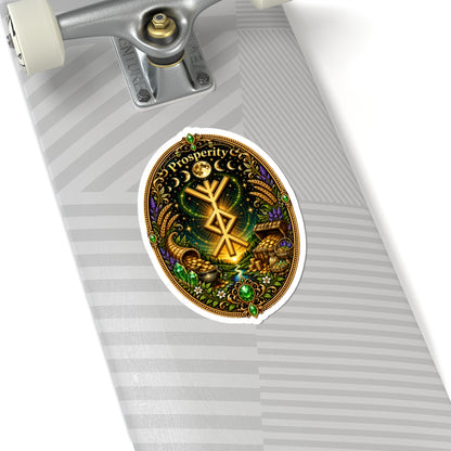 Prosperity Rune Sticker — Ornate Wealth & Abundance Kiss-Cut Sticker