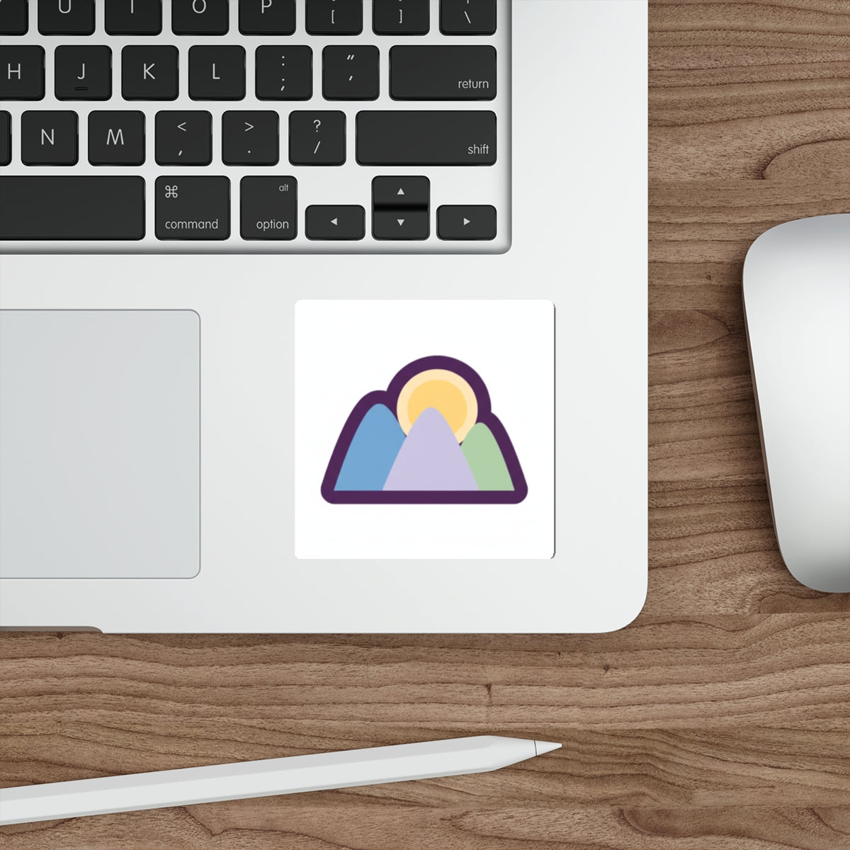Sunrise Mountains Die-Cut Sticker — Pastel Mountain Adventure Decal