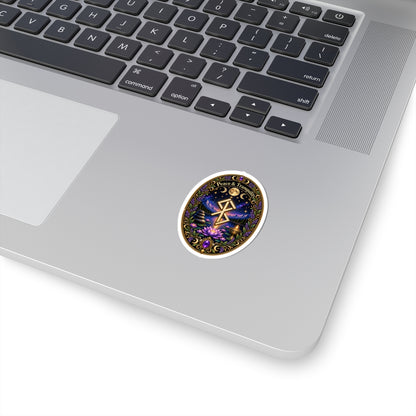 Peace & Tranquility Rune Meditation Sticker — Spiritual Lotus Nightscape Kiss-Cut Sticker