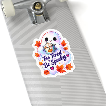Too Tired to Be Spooky Ghost Sticker