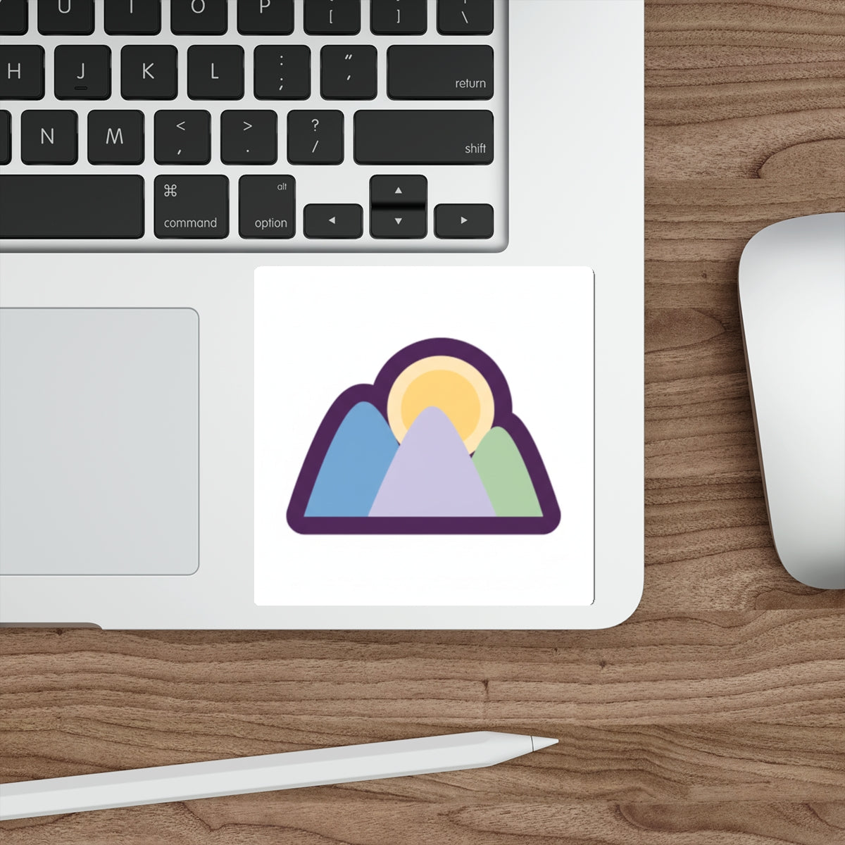 Sunrise Mountains Die-Cut Sticker — Pastel Mountain Adventure Decal