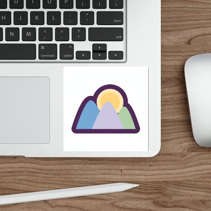 Sunrise Mountains Die-Cut Sticker — Pastel Mountain Adventure Decal