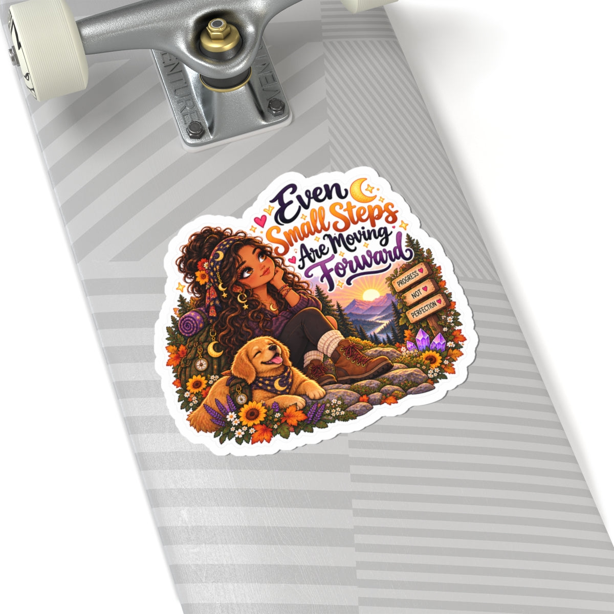 "Even Small Steps Are Moving Forward" Inspirational Sticker BIPOC woman